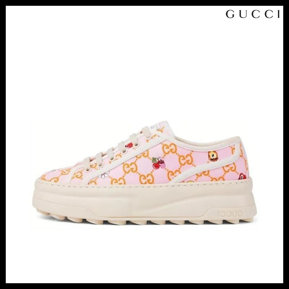 【GUCCI】x Hattie Stewart GG Fabric Women's Low-Top Sneakers Pink