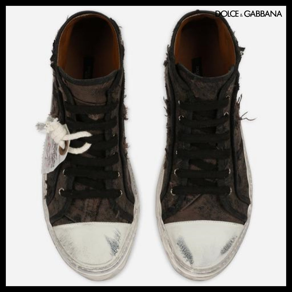 【Dolce & Gabbana】PATCHWORK DENIM VINTAGE MID-TOP SNEAKERS