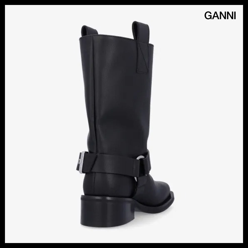 【Ganni】Biker Boots Black