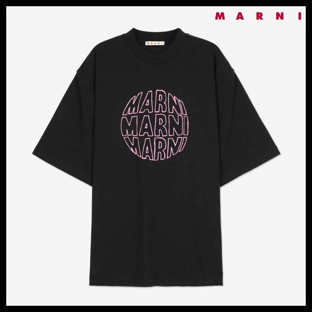 【MARNI】クルーネック ロゴプリント 半袖Tシャツ ブラック