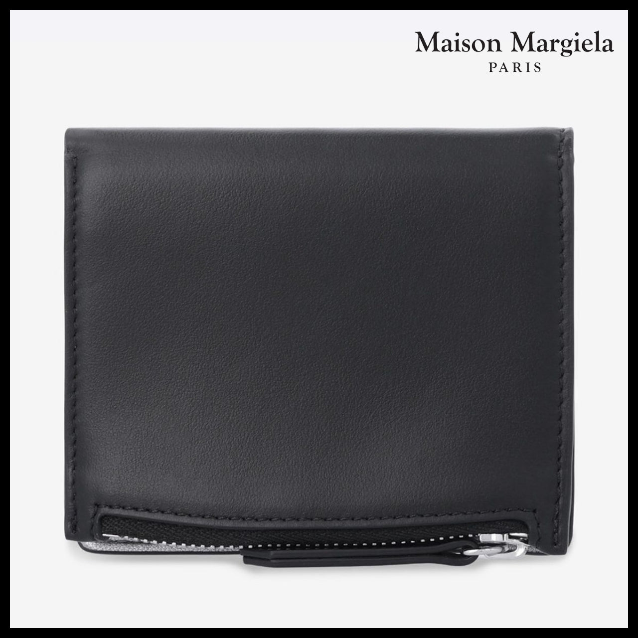【Maison Margiela】Logo Flip Flap Bi Fold Wallet Black