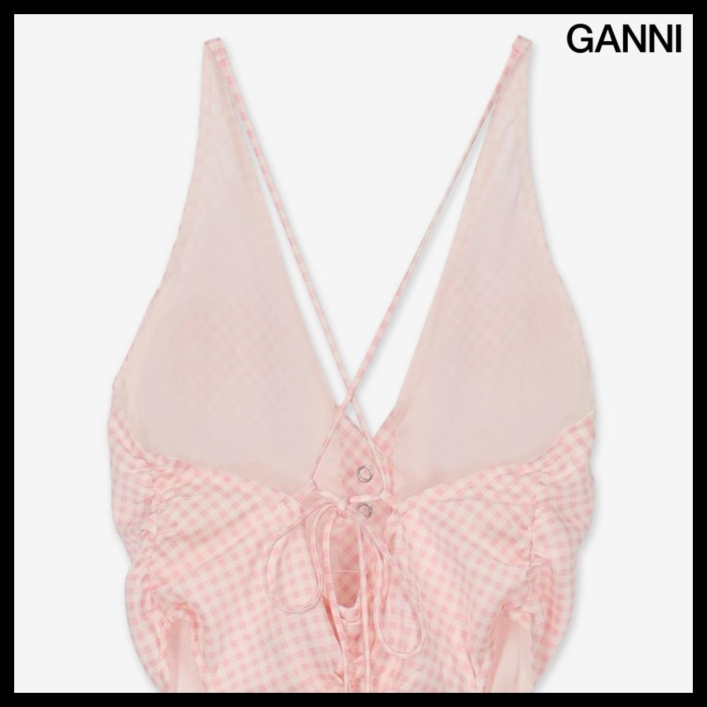 【Ganni】サテンマキシドレス ライトライラック
