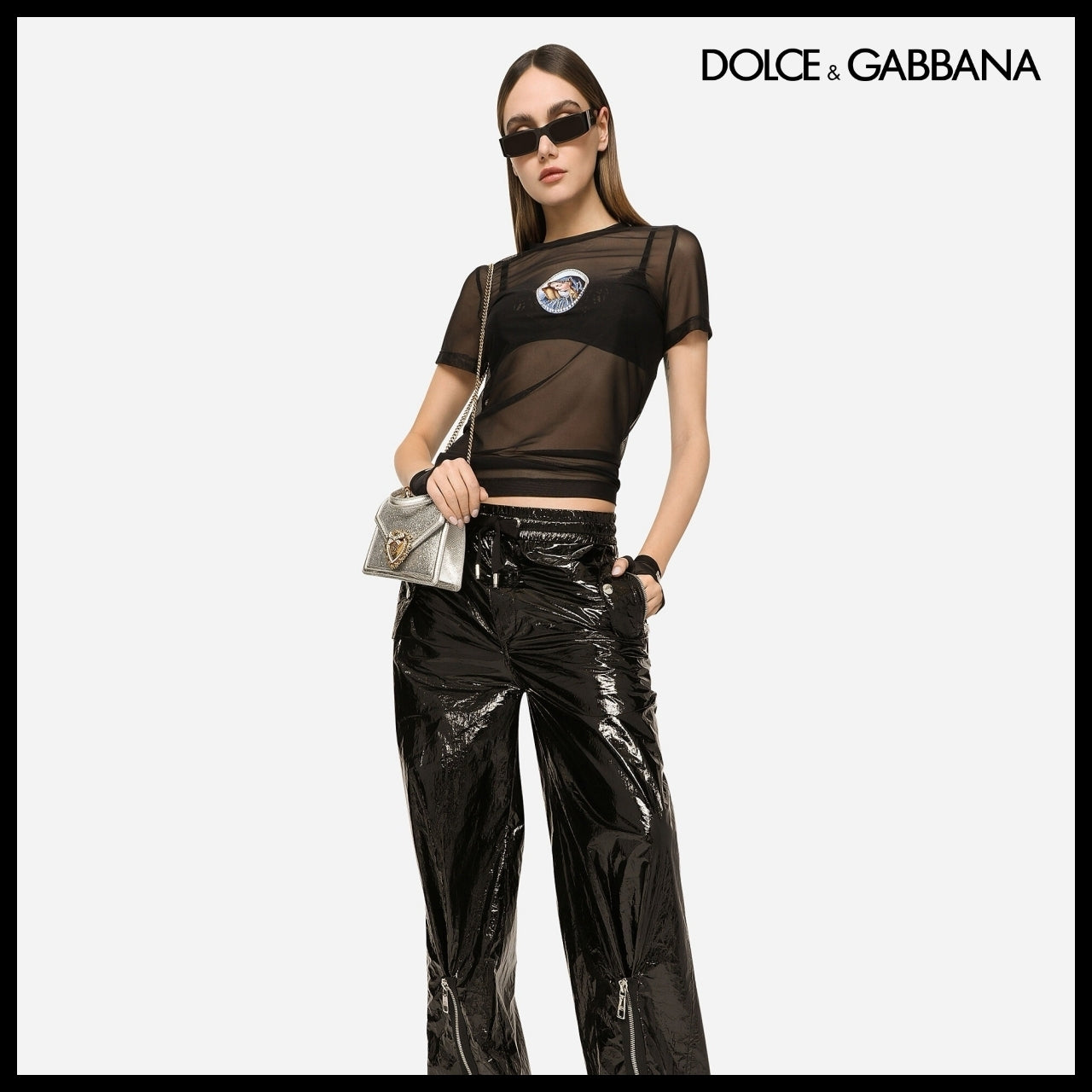 【Dolce & Gabbana】Small Devotion Top-Handle Bag Silver