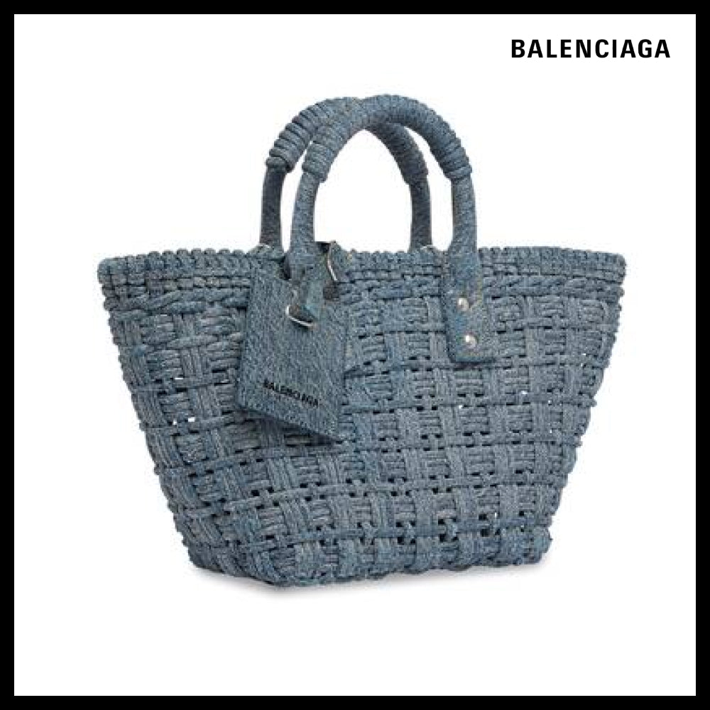 【BALENCIAGA】BISTRO XS BASKET WITH STRAP AND FRAYED DENIM