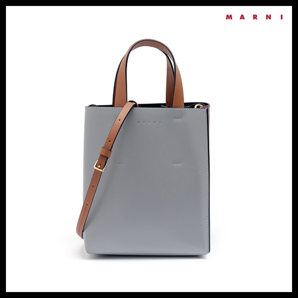 【MARNI】Logo Color Block Tote Shoulder Bag