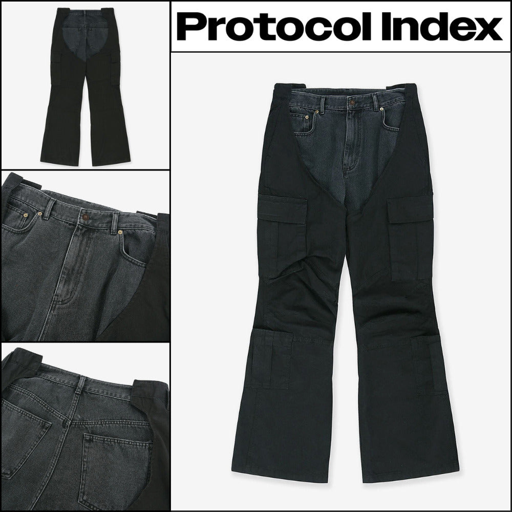 【PROTOCOL INDEX】BIKER CARGO DENIM PANTS BLACK