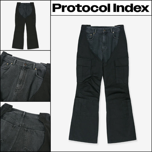 【PROTOCOL INDEX】BIKER CARGO DENIM PANTS BLACK