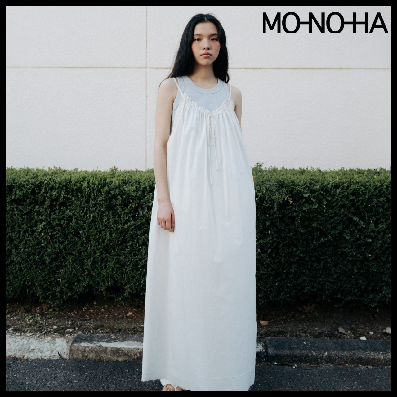 【MONOHA】Gathered Drawstring Sleeveless Dress 2 Colors
