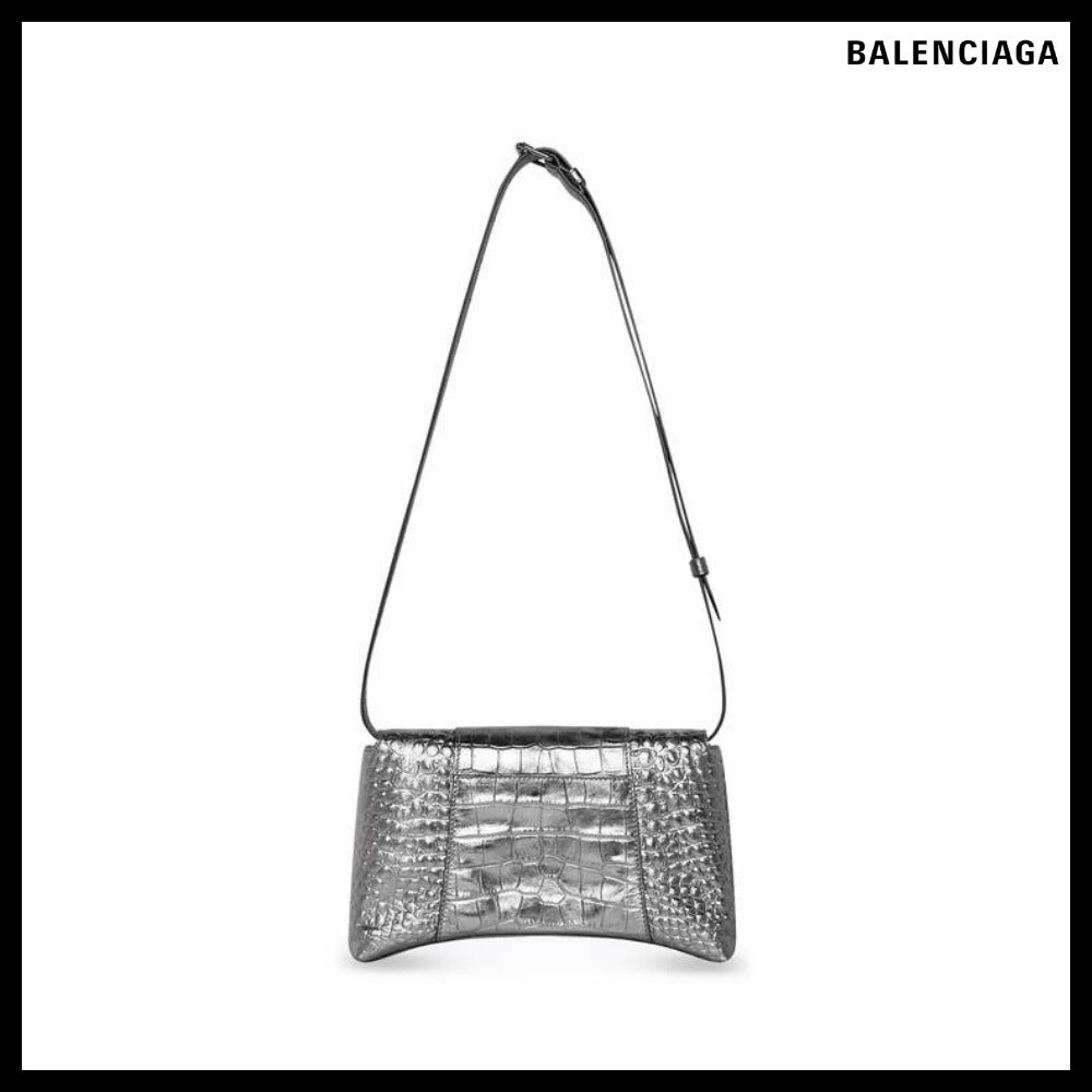 【BALENCIAGA 】Downtown XS Shoulder Bag Metallized Silver