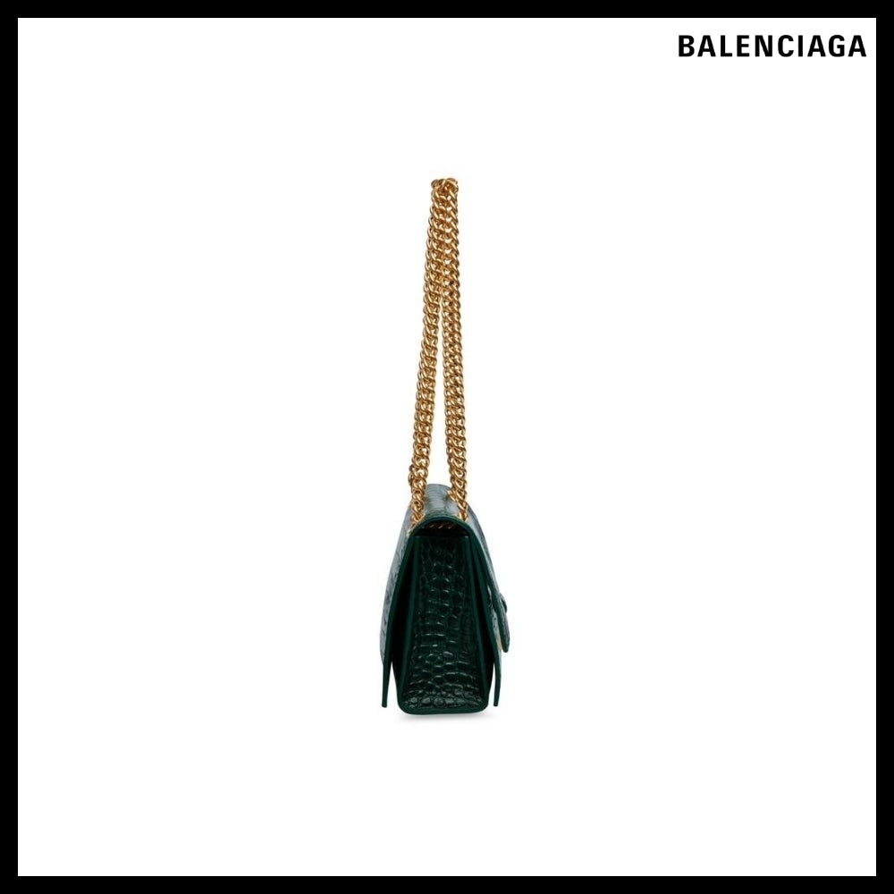 【BALENCIAGA】Crush Small Chain Bag Crocodile Embossed