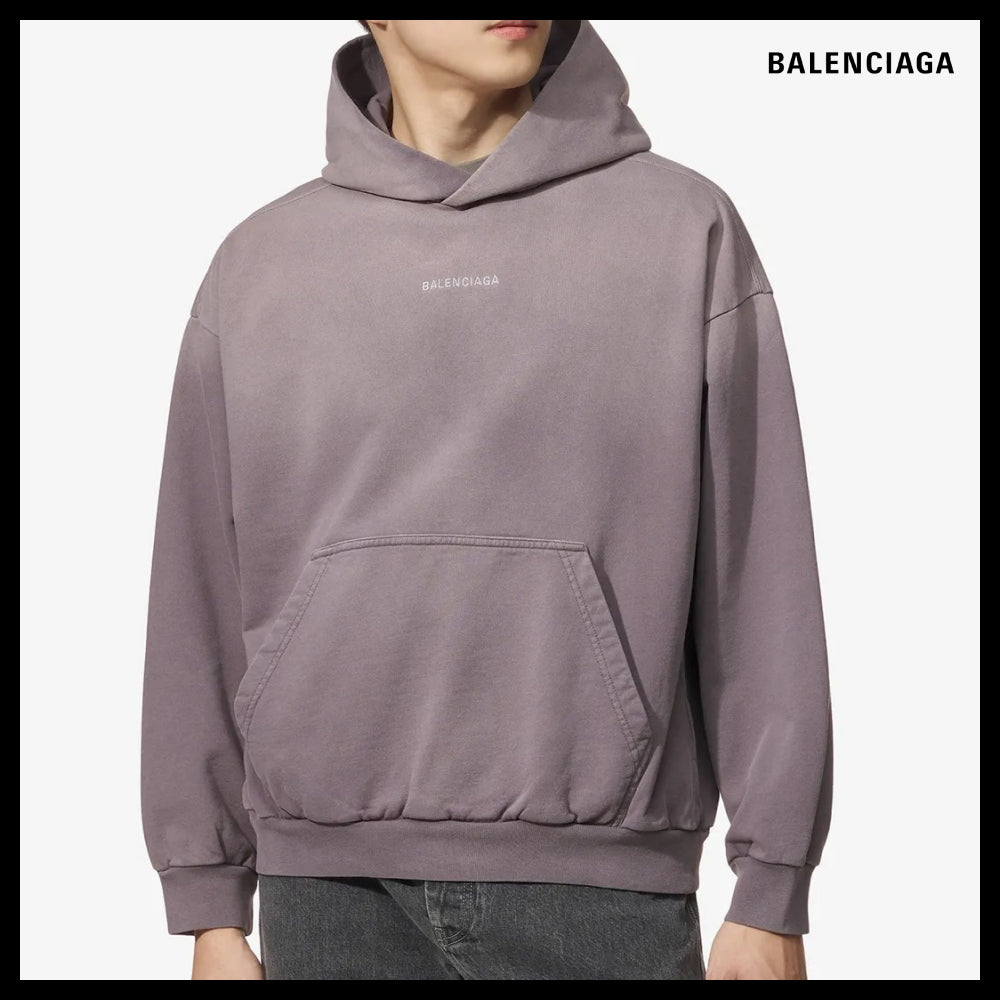 【BALENCIAGA】Medium Fit Logo Hoodie - Faded Purple