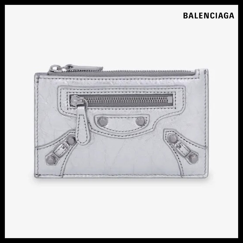 【BALENCIAGA】Le City Long Leather Card Holder Silver
