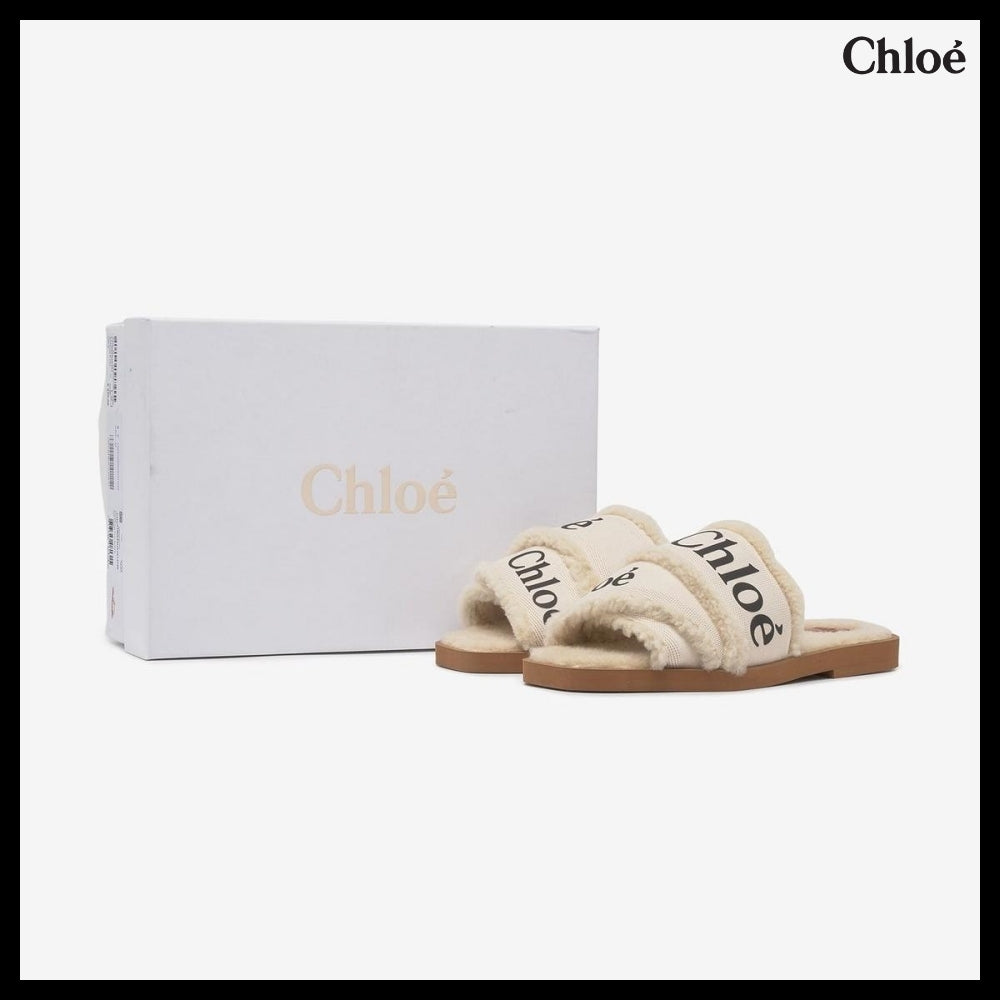 【CHLOE】ウッディ フラットミュール ホワイト