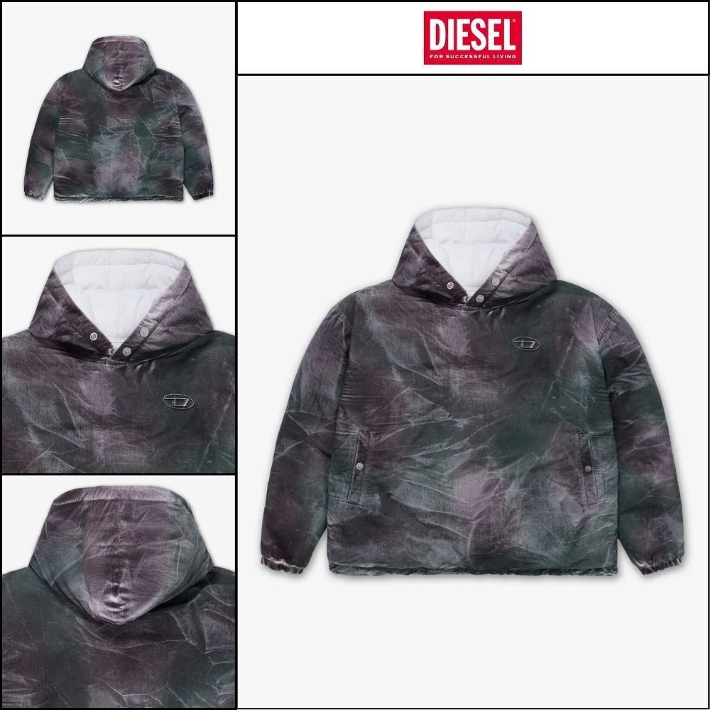【DIESEL】W-Thug-JKT-Puppy Hoodie - Brown:Green