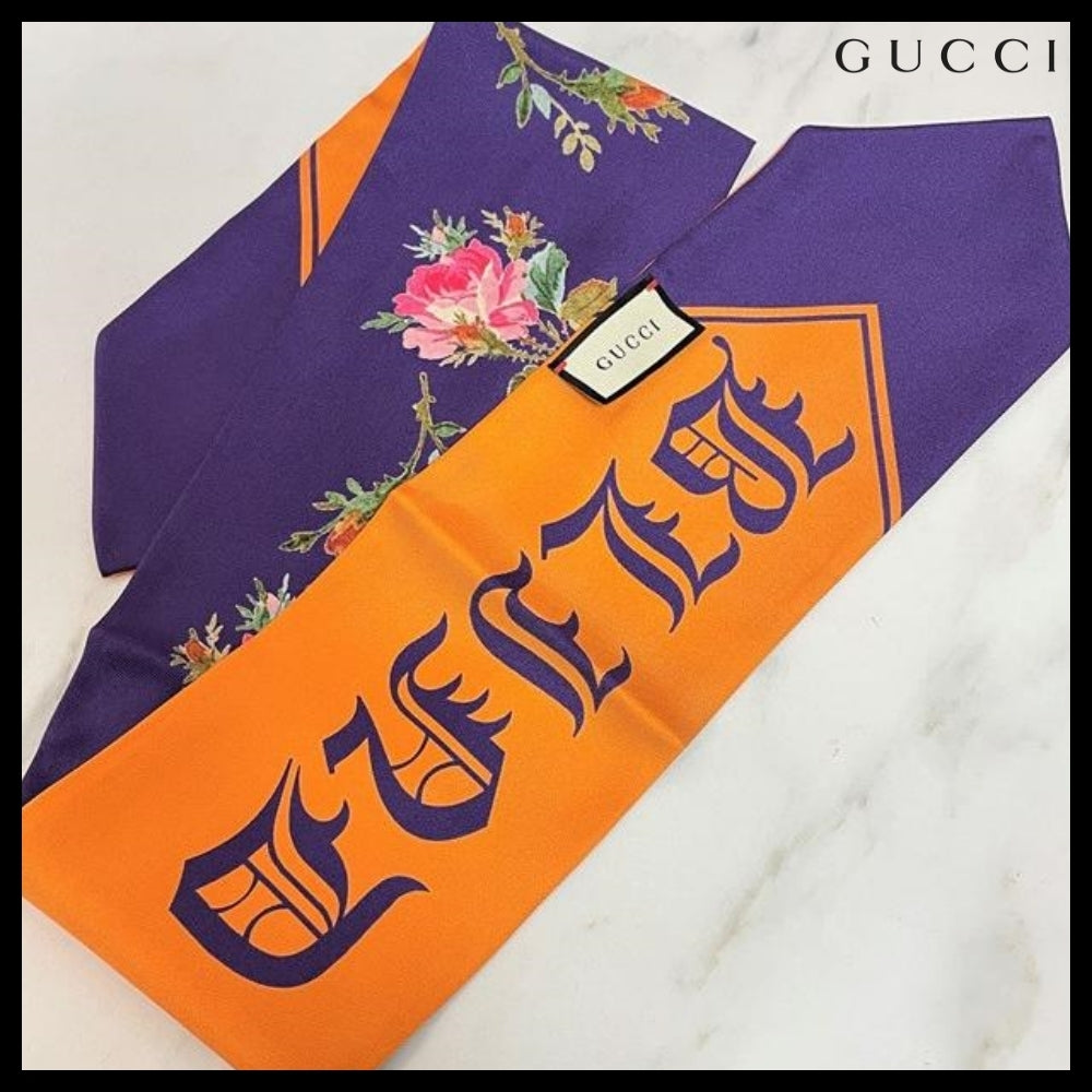GUCCI Blind For Love Twilly Scarf Purple