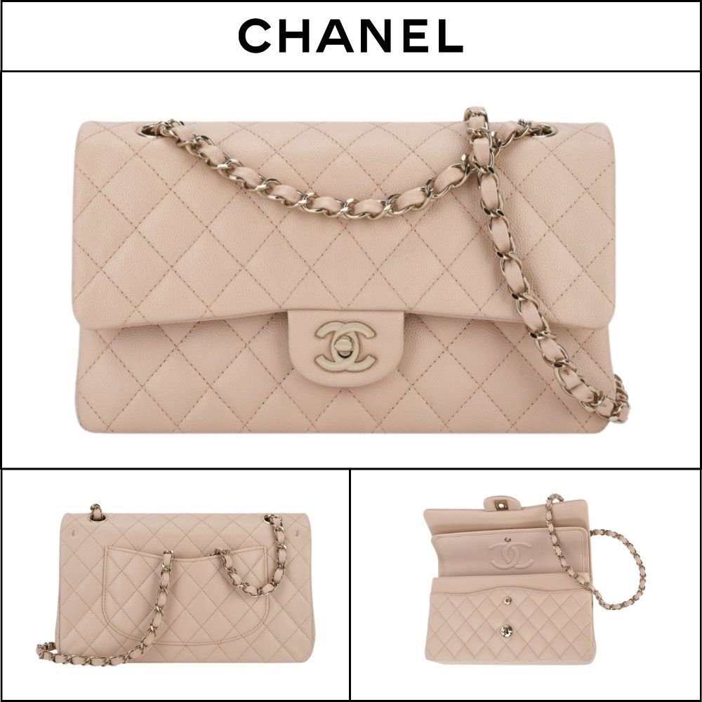 【CHANEL】Medium Classic Handbag Grained Calfskin