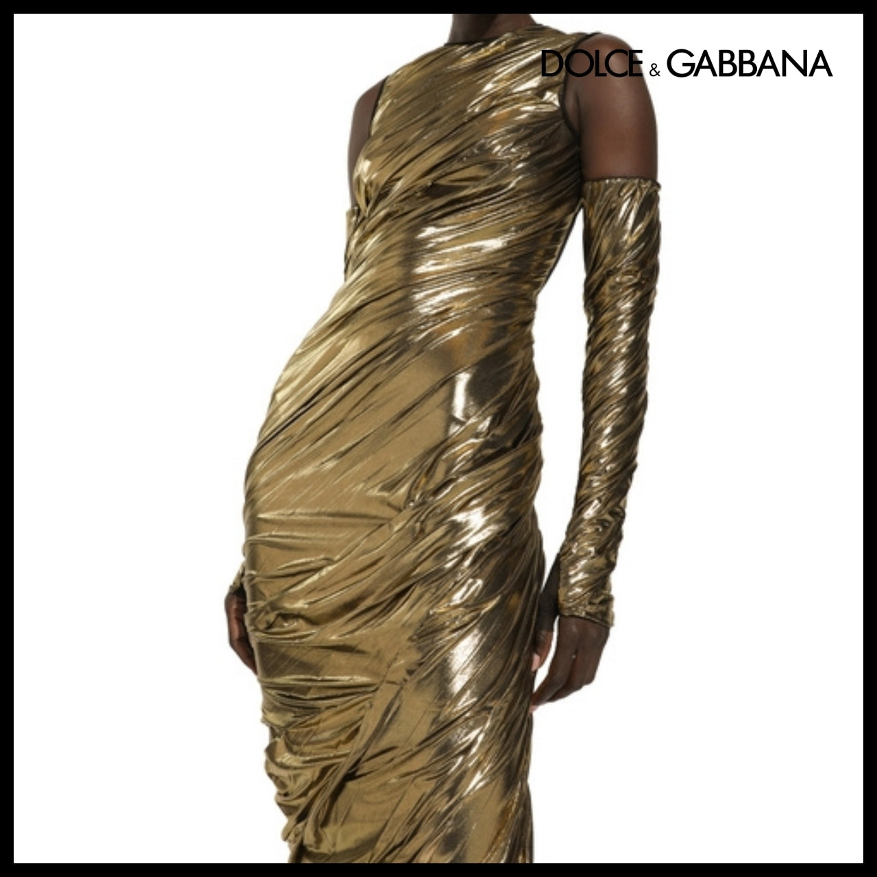 【Dolce & Gabbana】FOILED ORGANZINE CALF-LENGTH DRESS