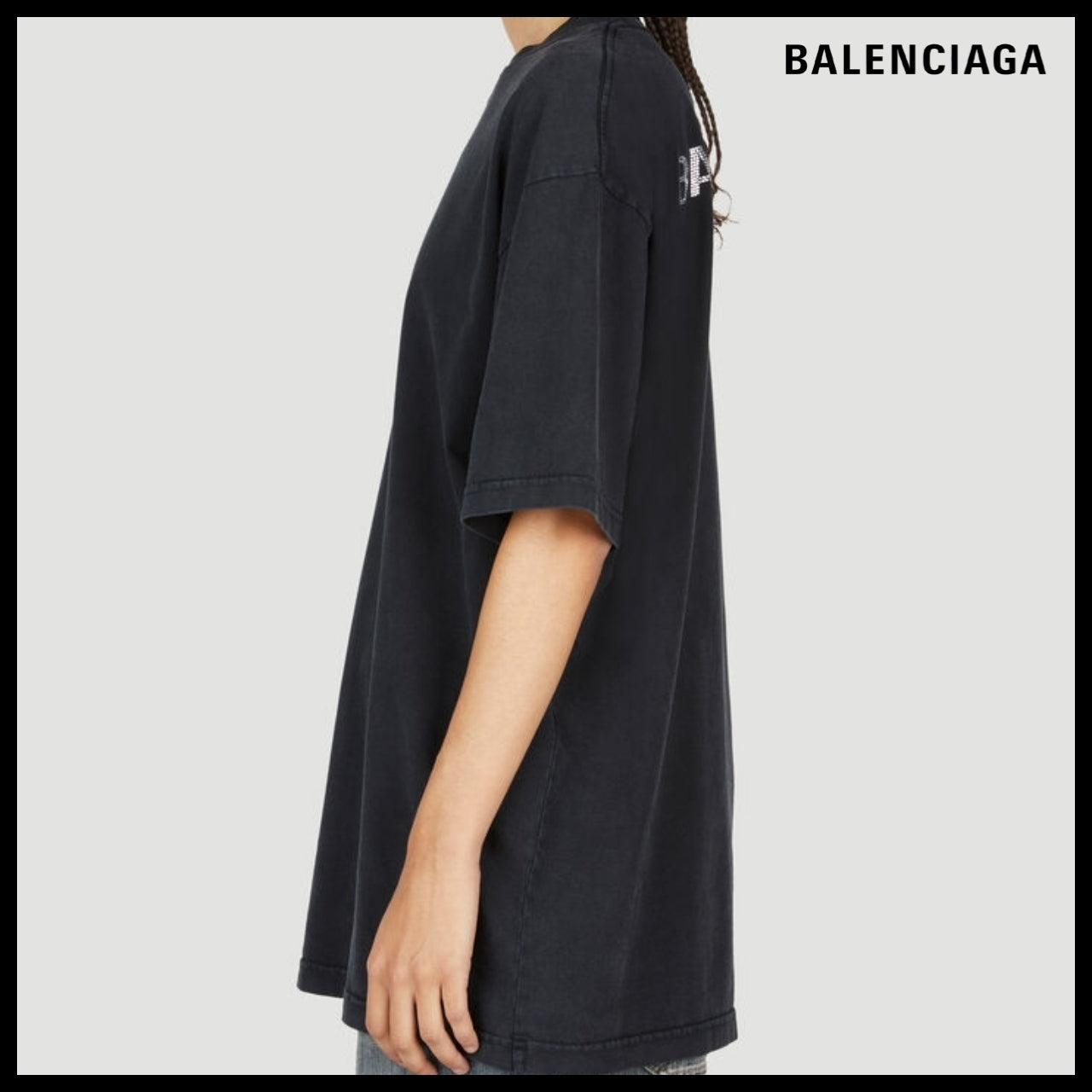 【BALENCIAGA】Crystal Embellished Logo Large Fit T-Shirt