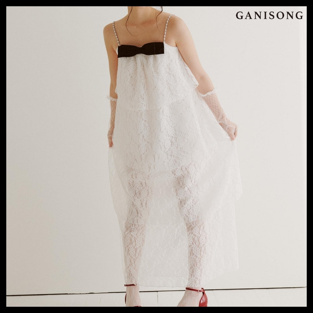 【GANISONG】Bridal Layerd Wedding Cake Dress White