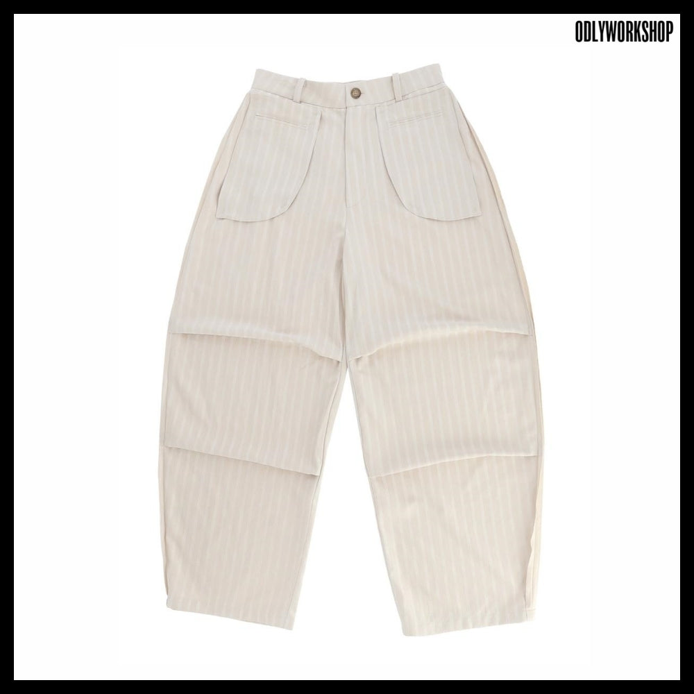 【ODLYWORKSHOP】Smog Stripe Knee Dart Trousers 2Colors
