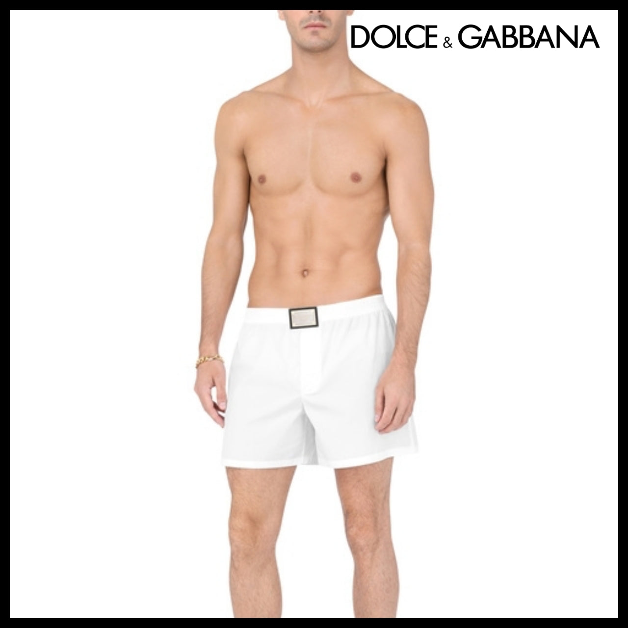【Dolce & Gabbana】LONG COTTON BOXERS WITH SIGNATURE PLATE