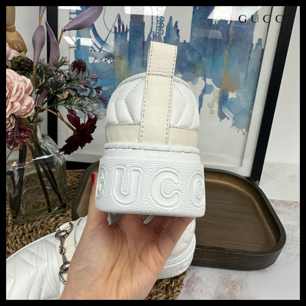 【GUCCI】Horsebit Matelasse Calf Leather Women’s Sneakers