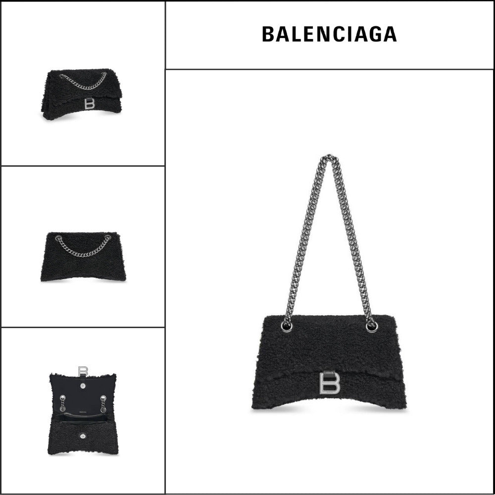 【BALENCIAGA】Crush Small Chain Bag with Faux Shearling