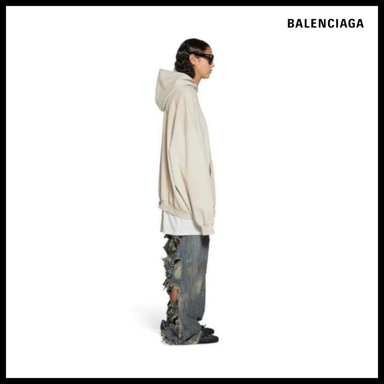 【BALENCIAGA】Oversized Hoodie Off White