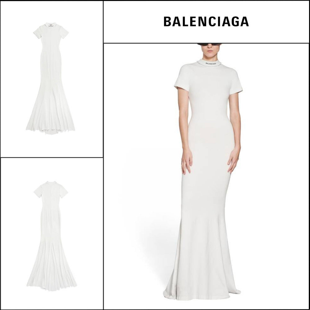 【BALENCIAGA】Women's Maxi T-Shirt Dress in White
