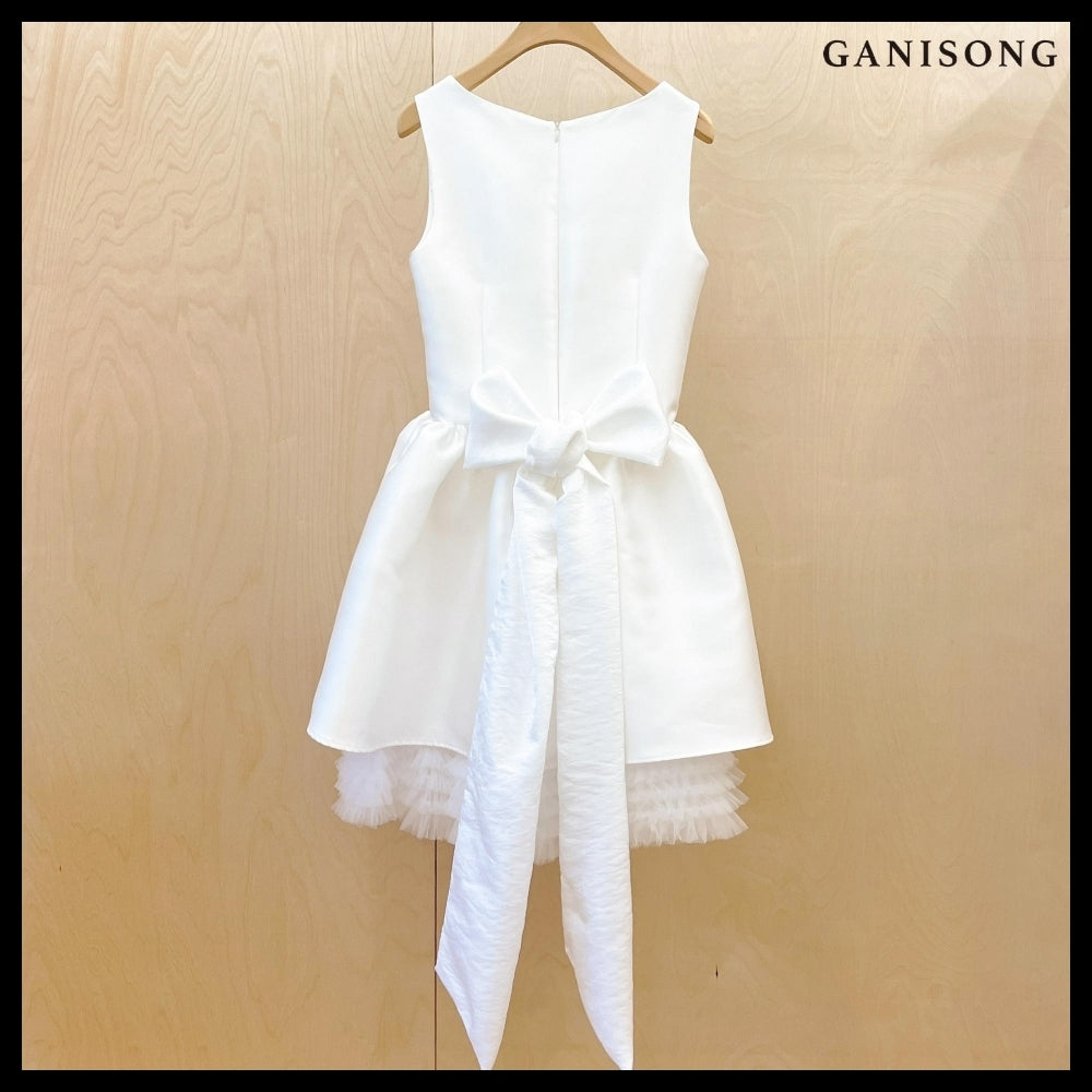 【GANISONG】Bridal Can Can Mini Dress White