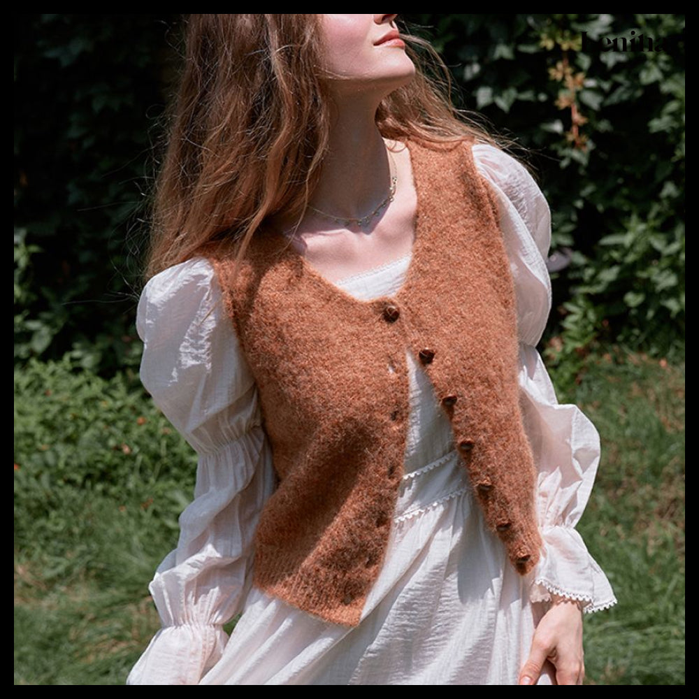 【LENINA】JOUR Round Neck Knit Vest 2 Colors
