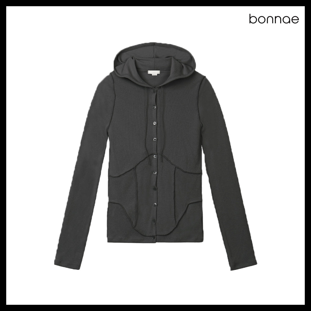 【Bonnae】Women's Corset Line Hoodie Cardigan 2 Colors