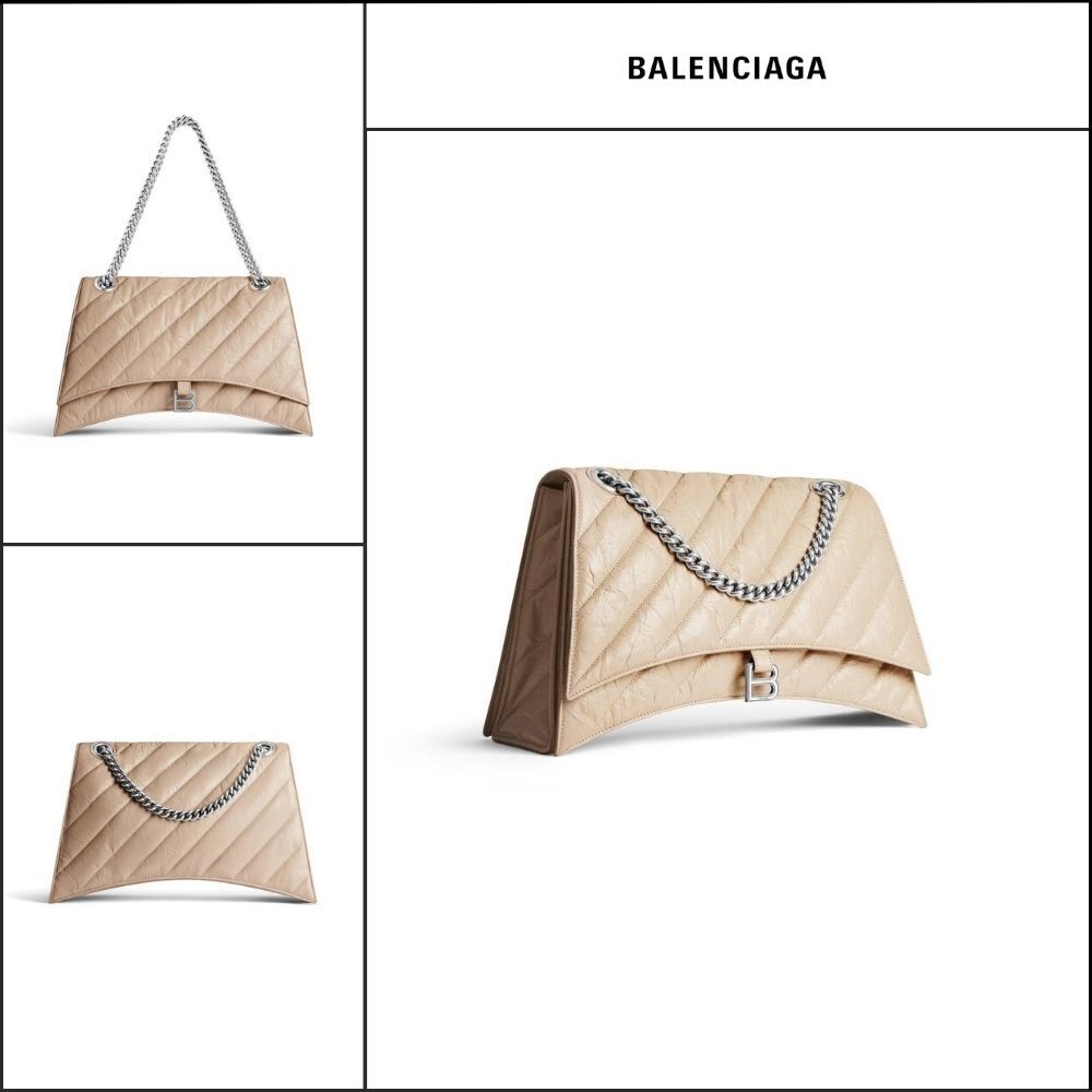 【BALENCIAGA】Crush Large Chain Bag Quilted Beige