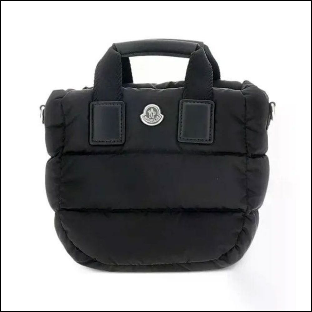 ◆MONCLER◆QUILTED TOP HANDLE SHOPPER BAG BLACK