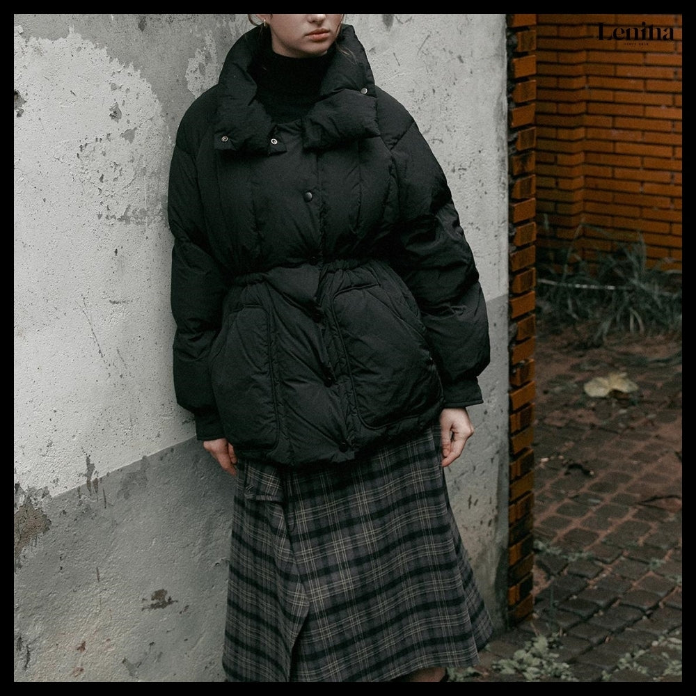 【LENINA】Jade Stand Collar Down Padding 2 Colors
