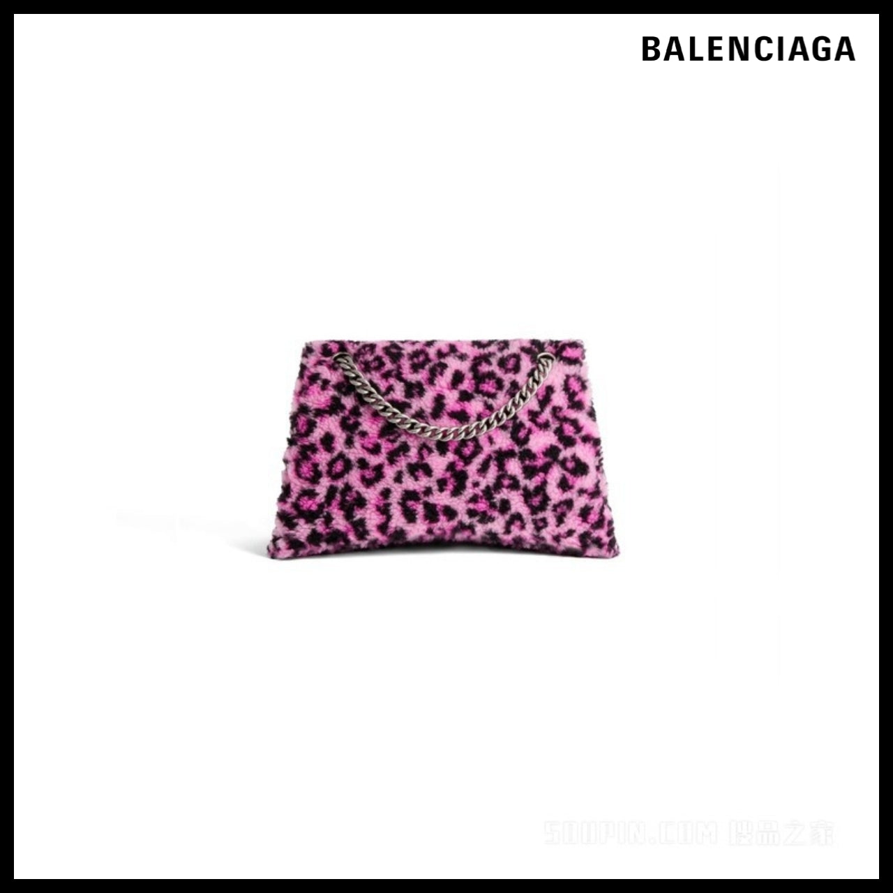 【BALENCIAGA】Crush Medium Chain Bag with Leopard Print