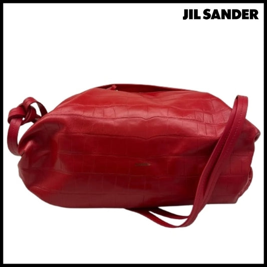 【正規品】【Jil Sander】Leather Logo Handbag Black
