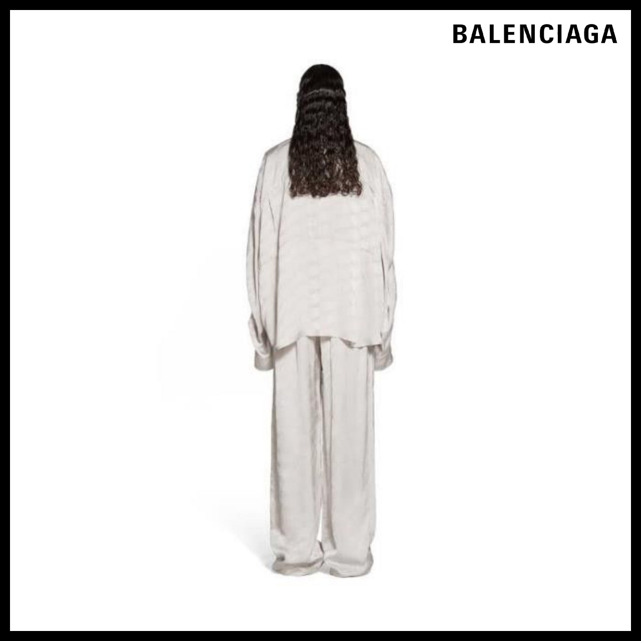 【BALENCIAGA】BB Monogram Twisted Sleeve Shirt Grey