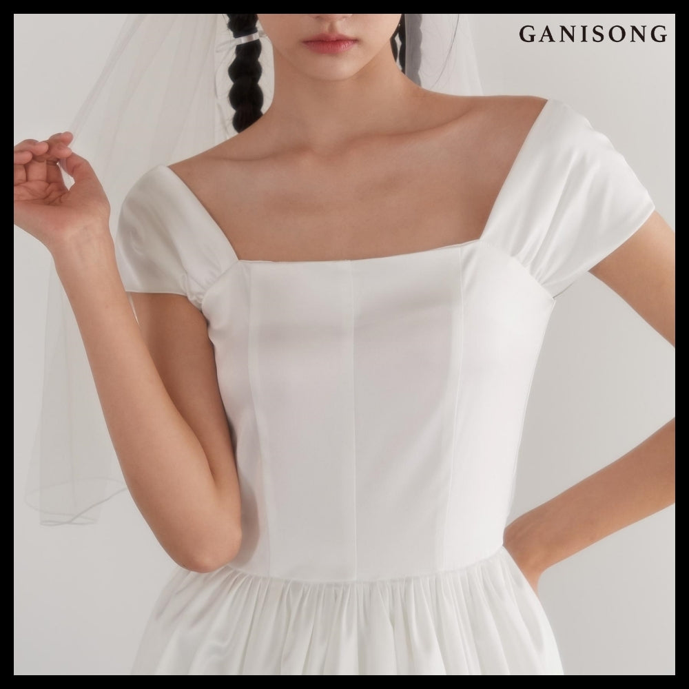 【GANISONG】Bridal Bow Bow Dress White