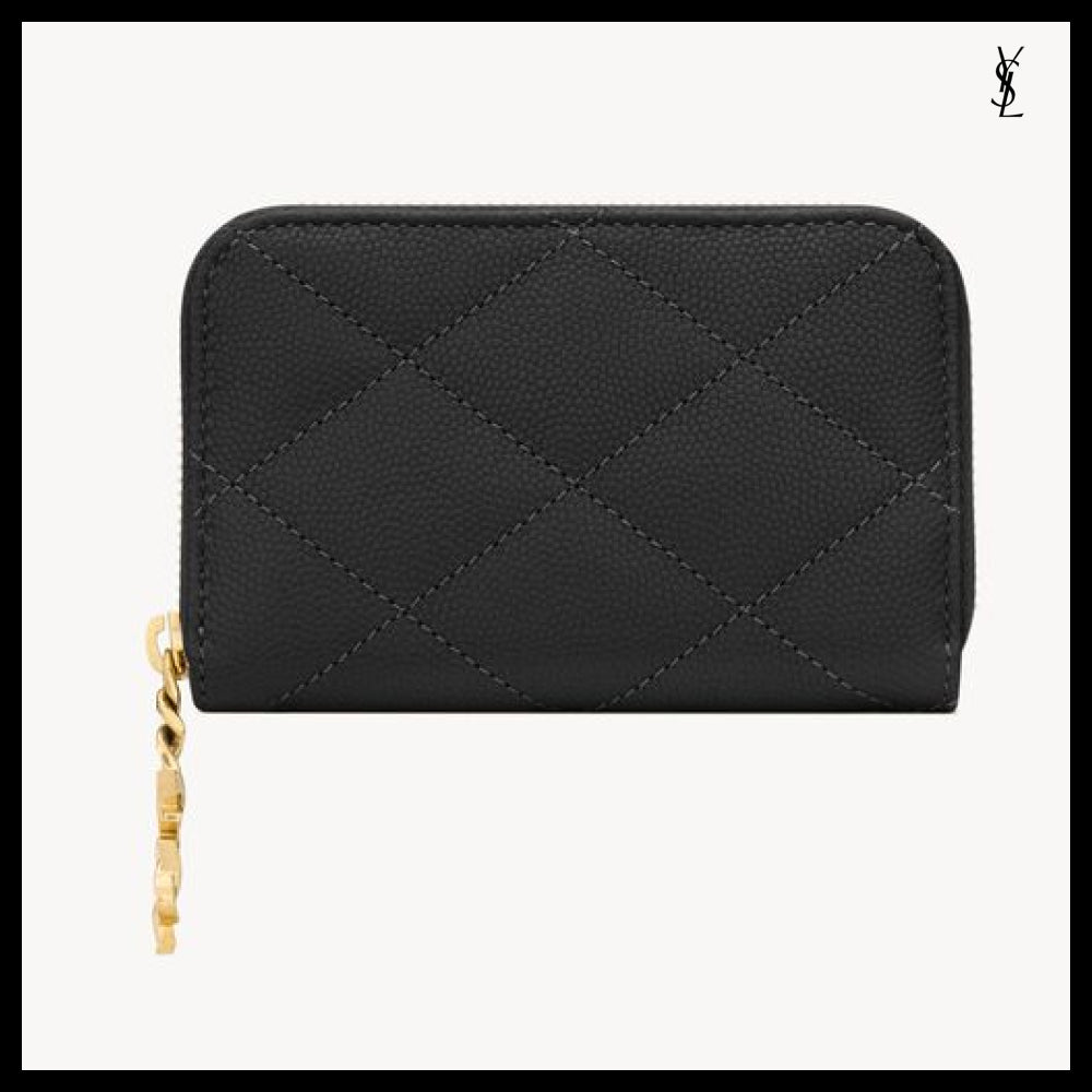 【Saint Laurent】Leather CASSANDRE BIJOU Coin Purse