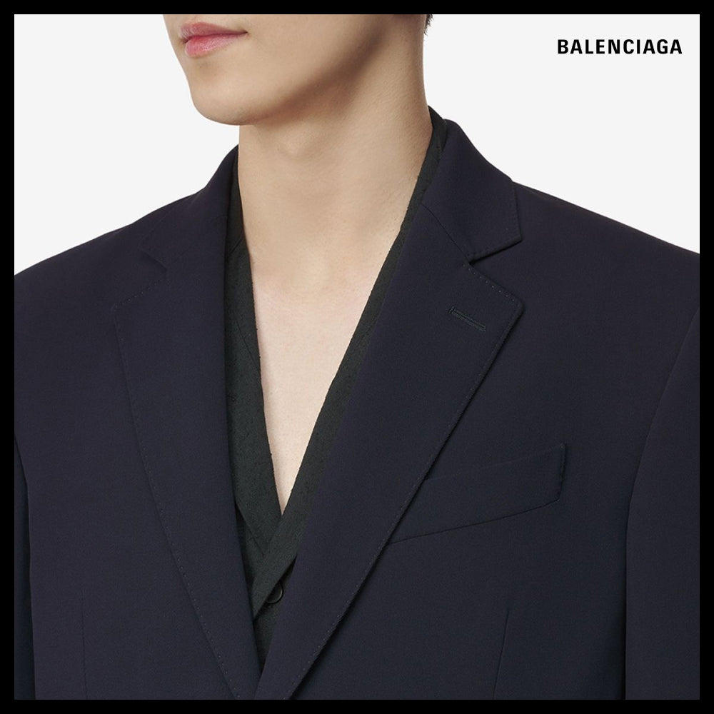 【BALENCIAGA】Virgin Wool Single-Breasted Jacket Navy