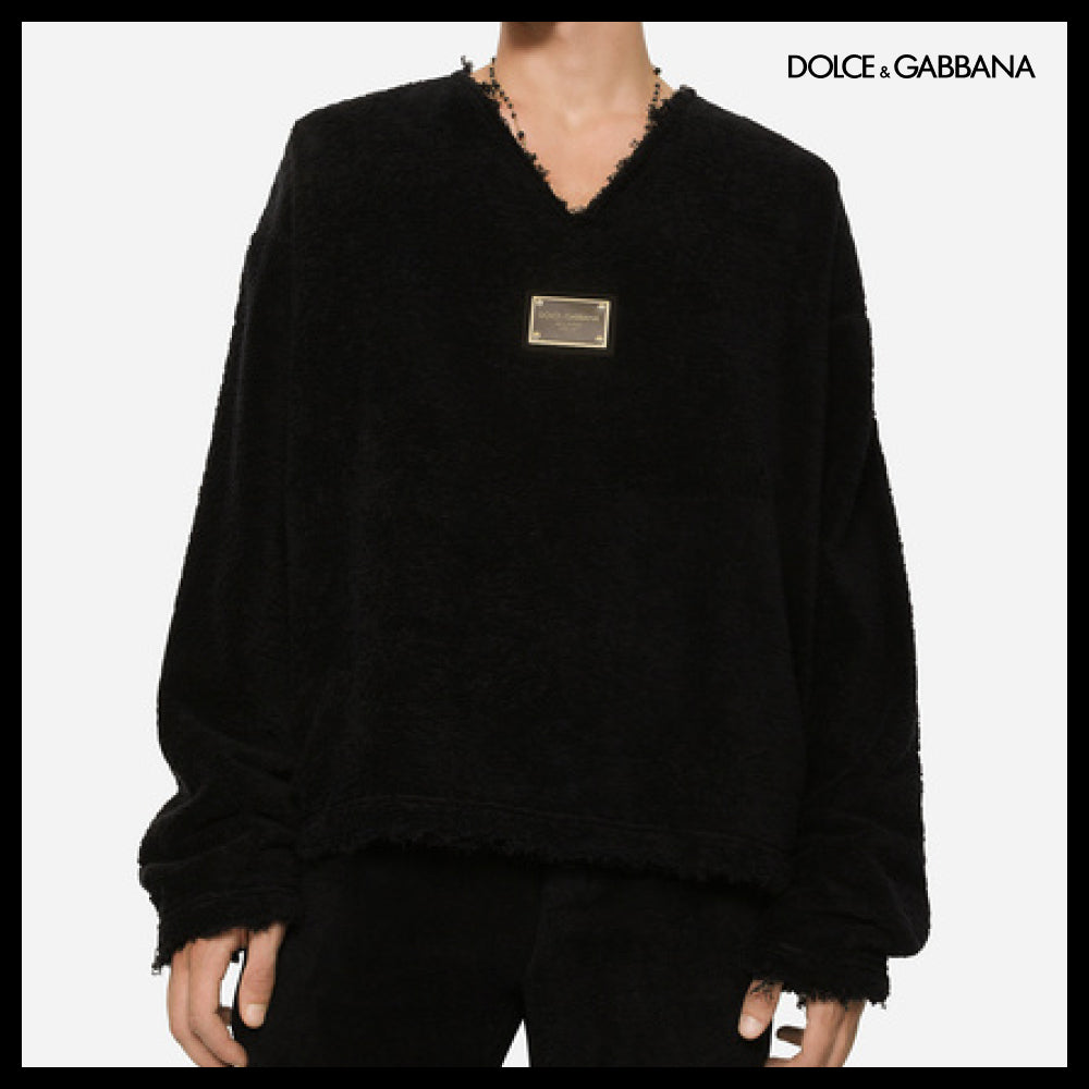 【Dolce & Gabbana】TERRYCLOTH SWEATSHIRT WITH LOGO TAG