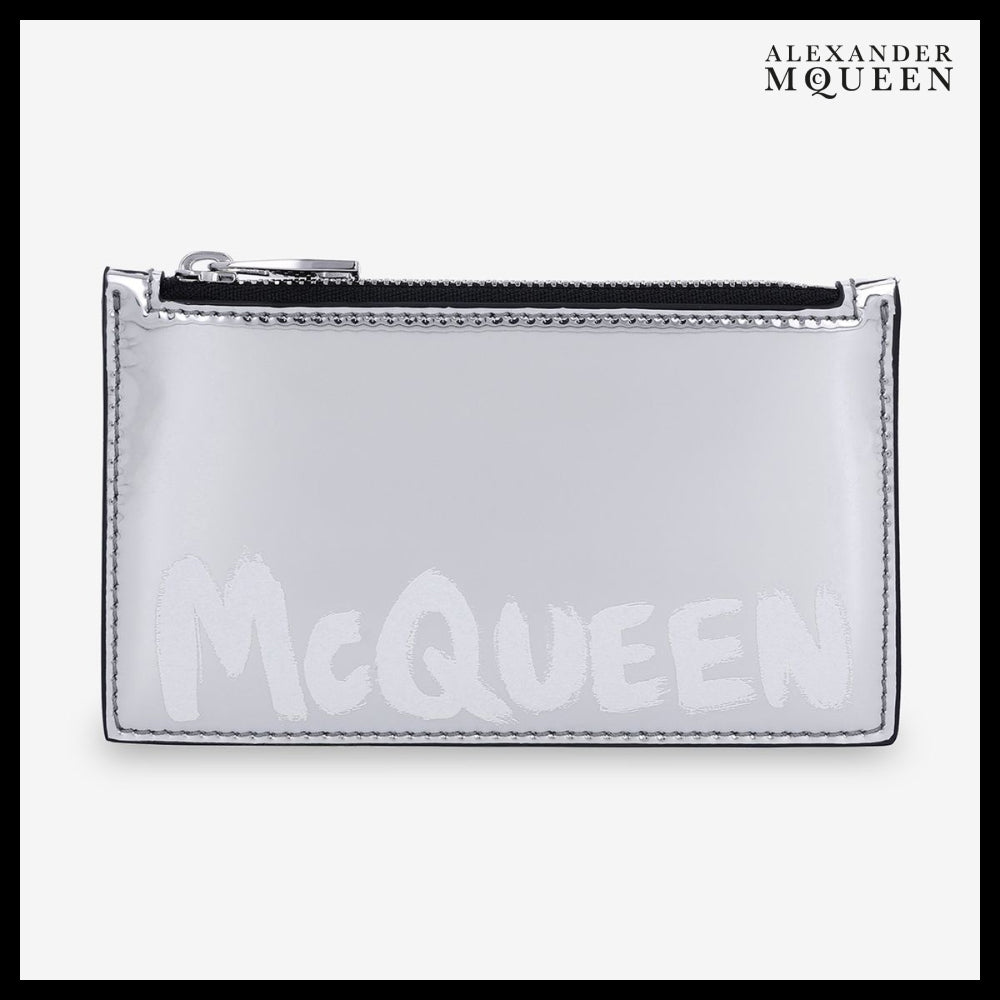 【ALEXANDER MCQUEEN】Zip coin card holder silver