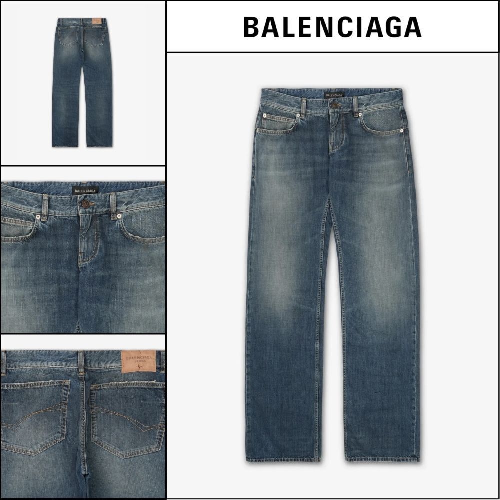 【BALENCIAGA】Low-Waist Fitted Denim Pants - Blue