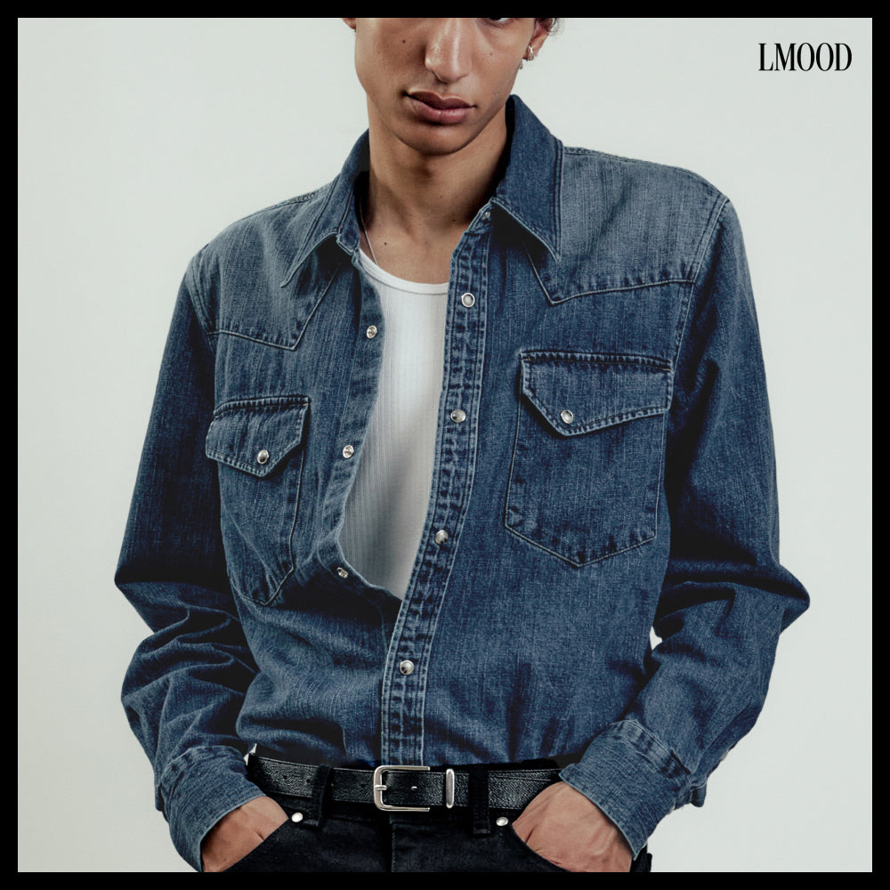 【LMOOD】Bad Guy Denim Western Shirt 3 Colors