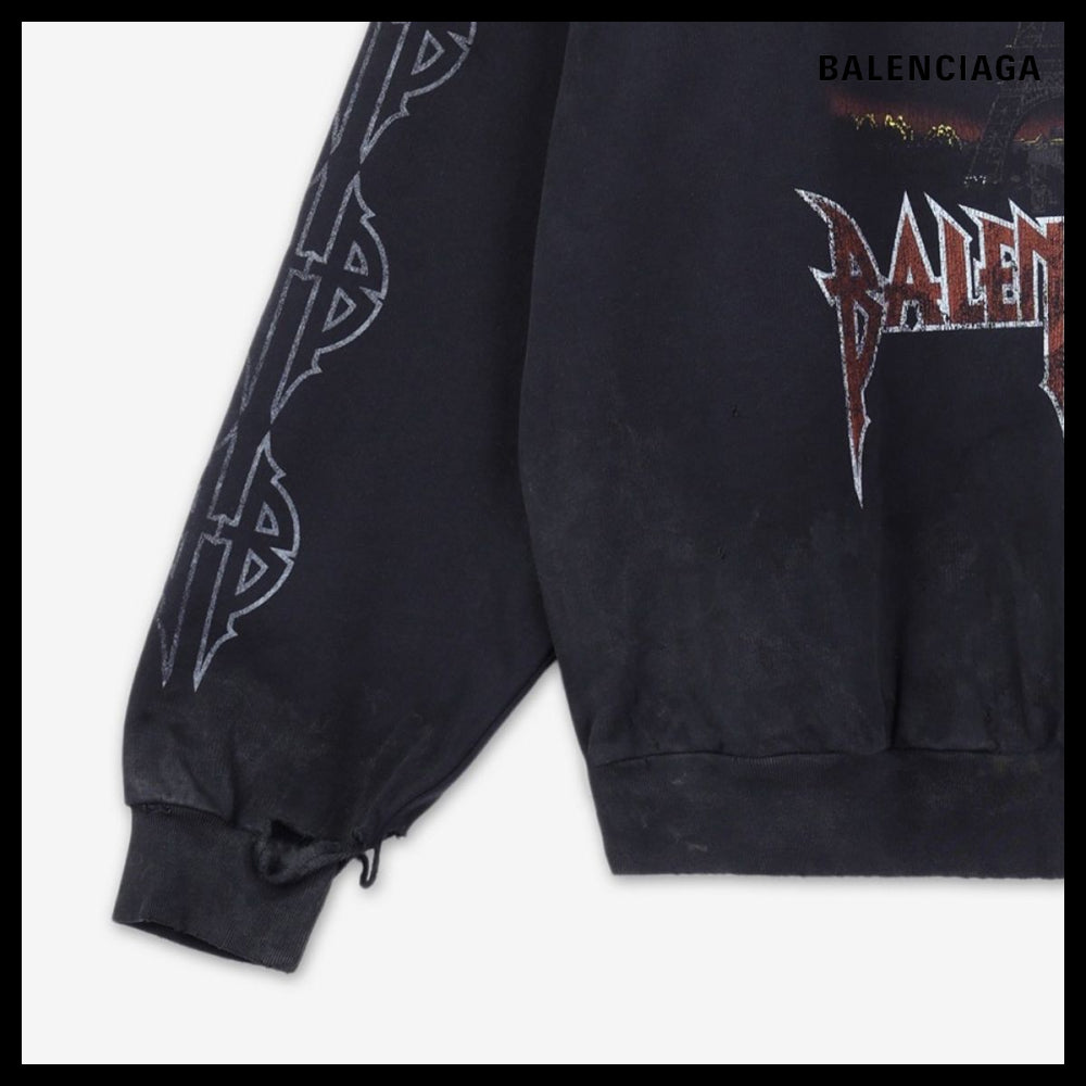 【BALENCIAGA】Large Fit Hoodie Washed Black