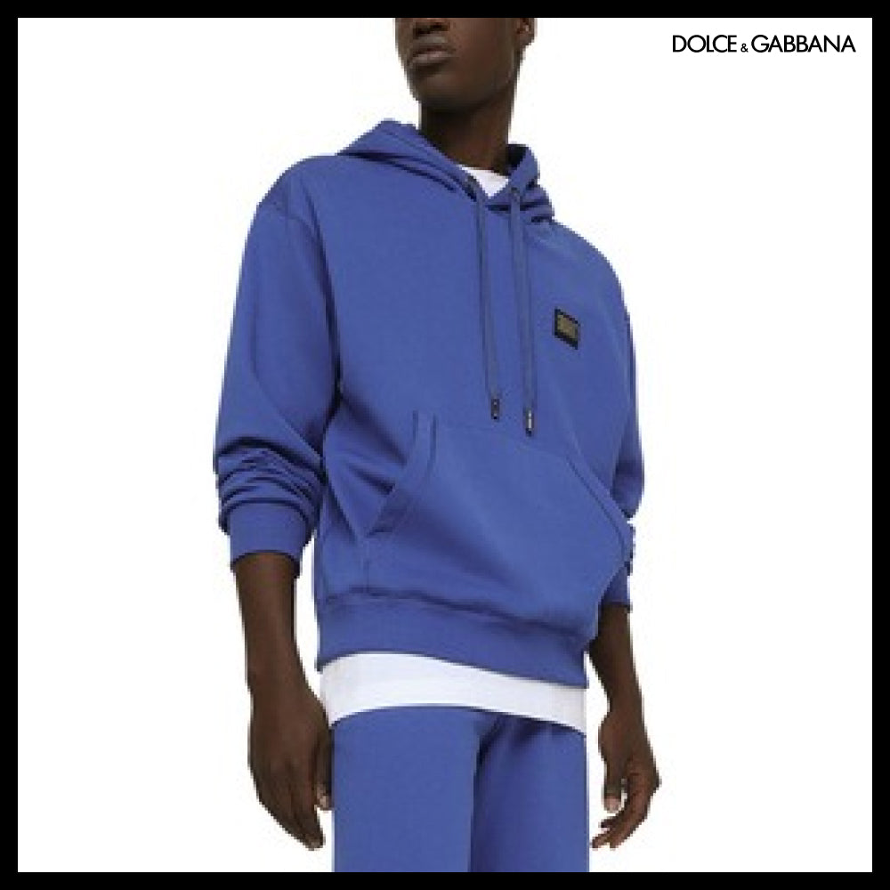 【Dolce & Gabbana】JERSEY HOODIE WITH BRANDED TAG Essential