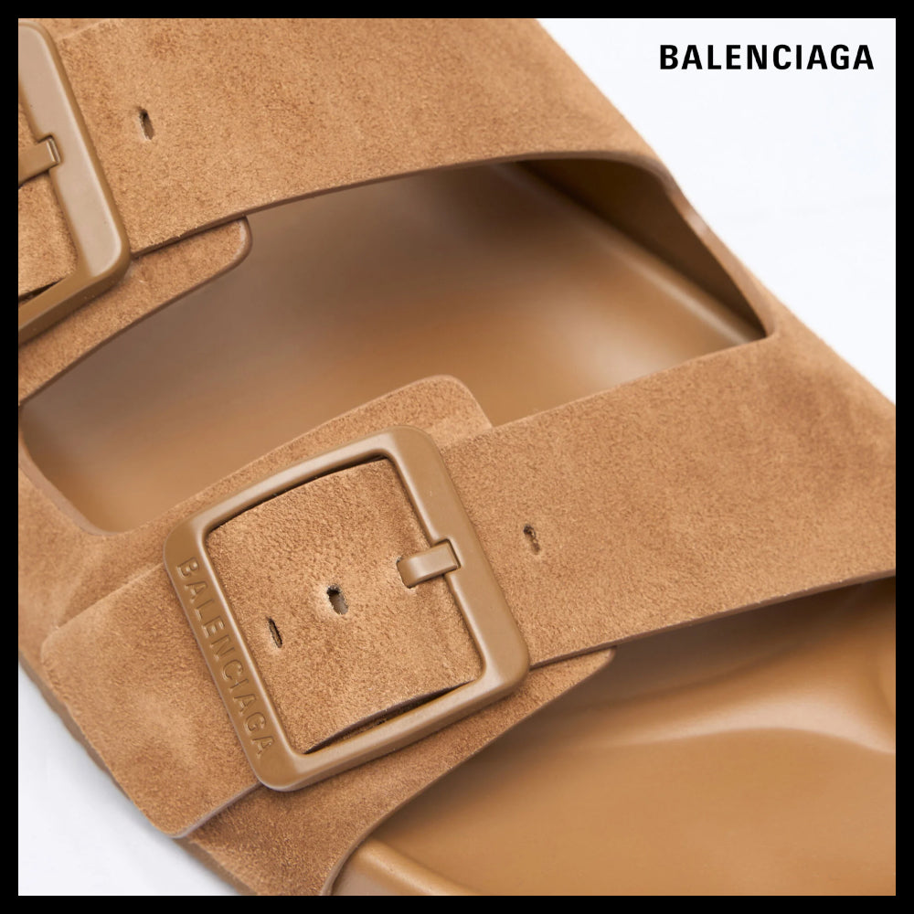 【BALENCIAGA】Sunday Mule Suede Sandals In Brown