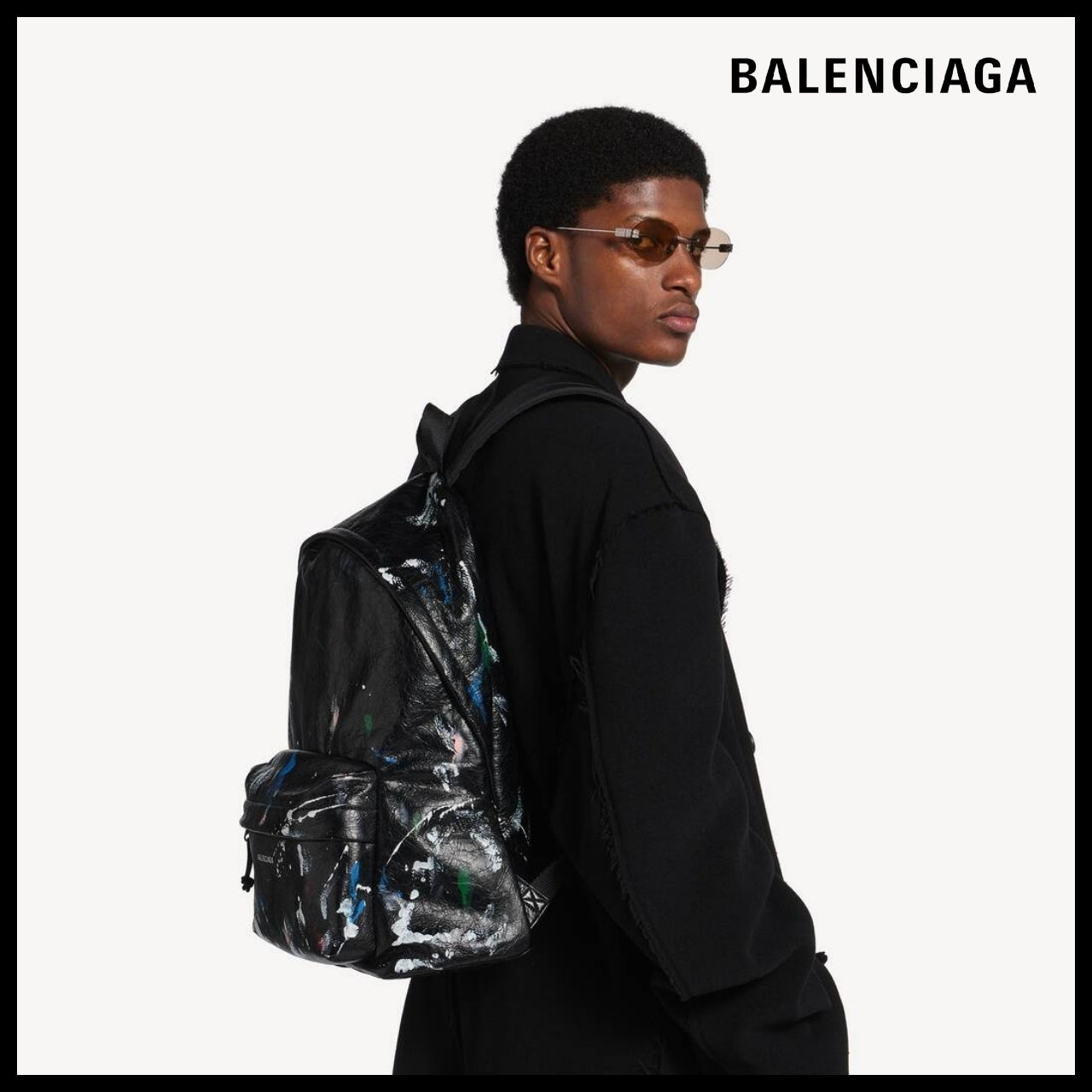【BALENCIAGA】Explorer Backpack Khaki Black Multicolor