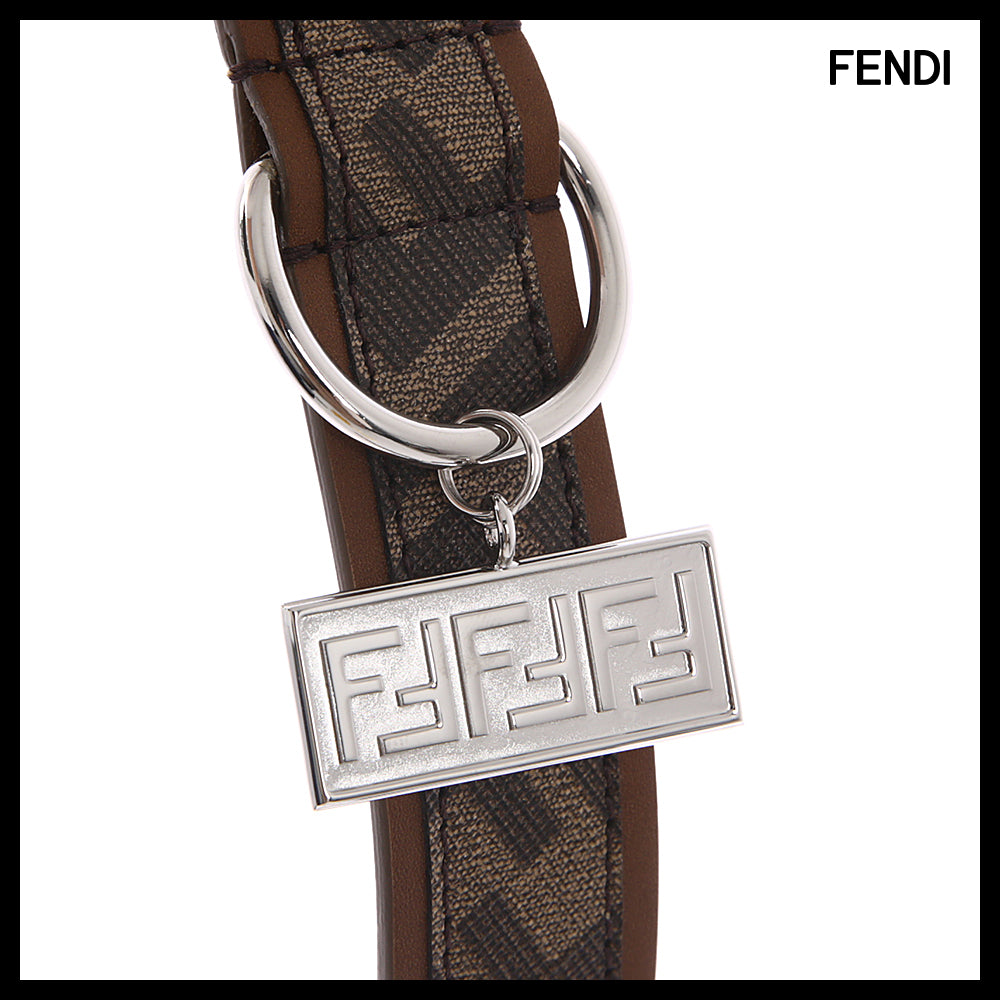 【Fendi】FF Name Plate Brown Pet Collar